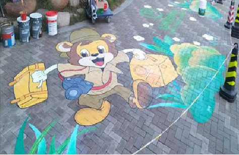 龙里夏季画地面彩绘会遇到的问题